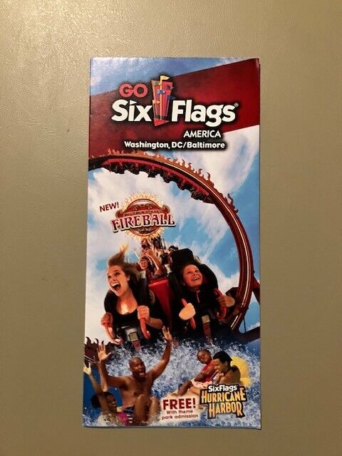 2014 Six Flags America Maryland amusement park map brochure guide roller coaster