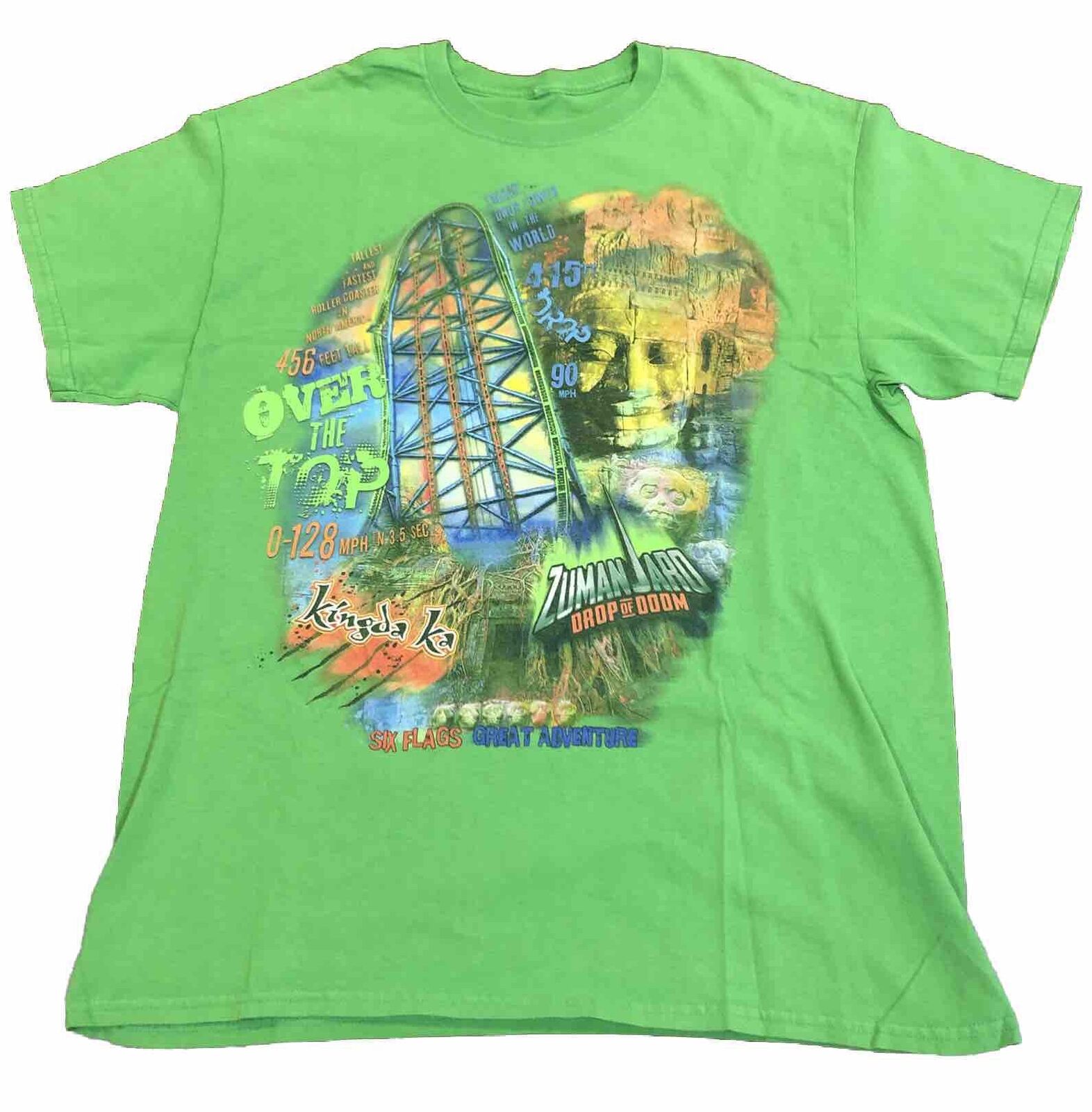 Six Flags Roller Coaster Kingda Ka Vs Zumanjaro Drop of Doom T-shirt Size L