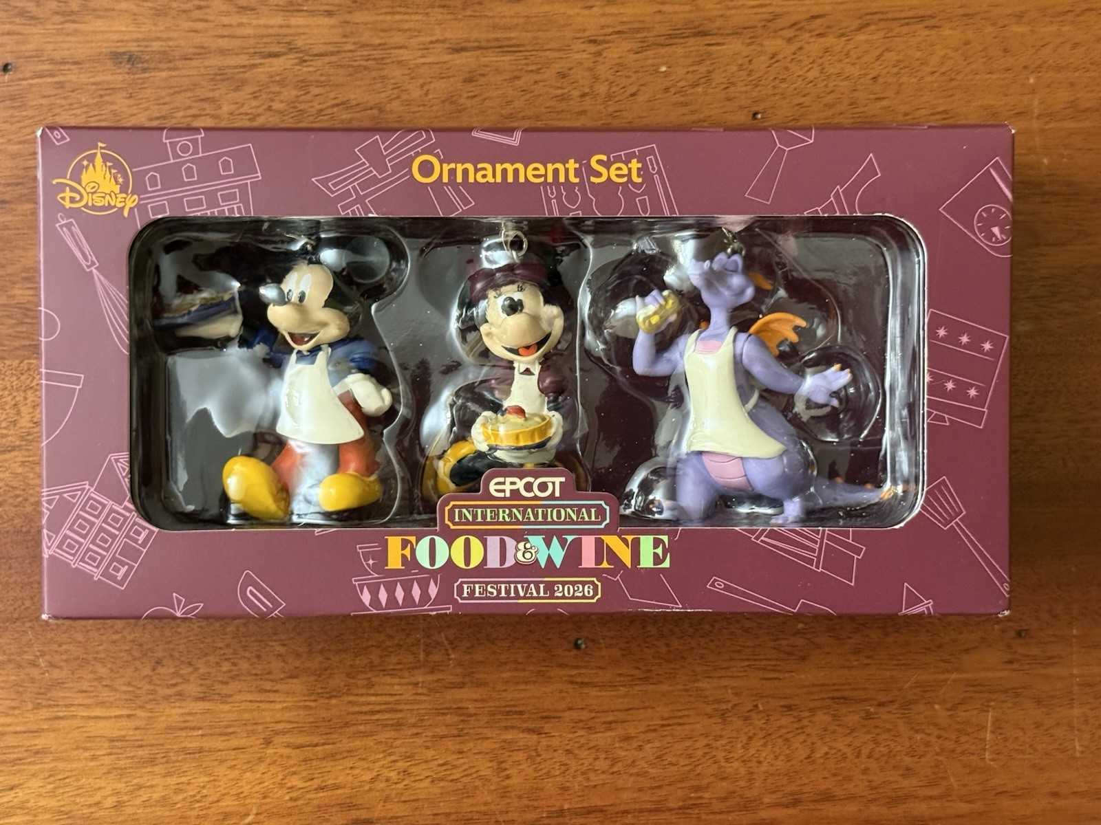 Disney Parks Epcot Food & Wine Christmas Ornament Mickey Minnie Figment Set Of 3 Disney Parks Epcot Food & Wine Christmas Ornament Mickey Minnie Figment Set Of 3