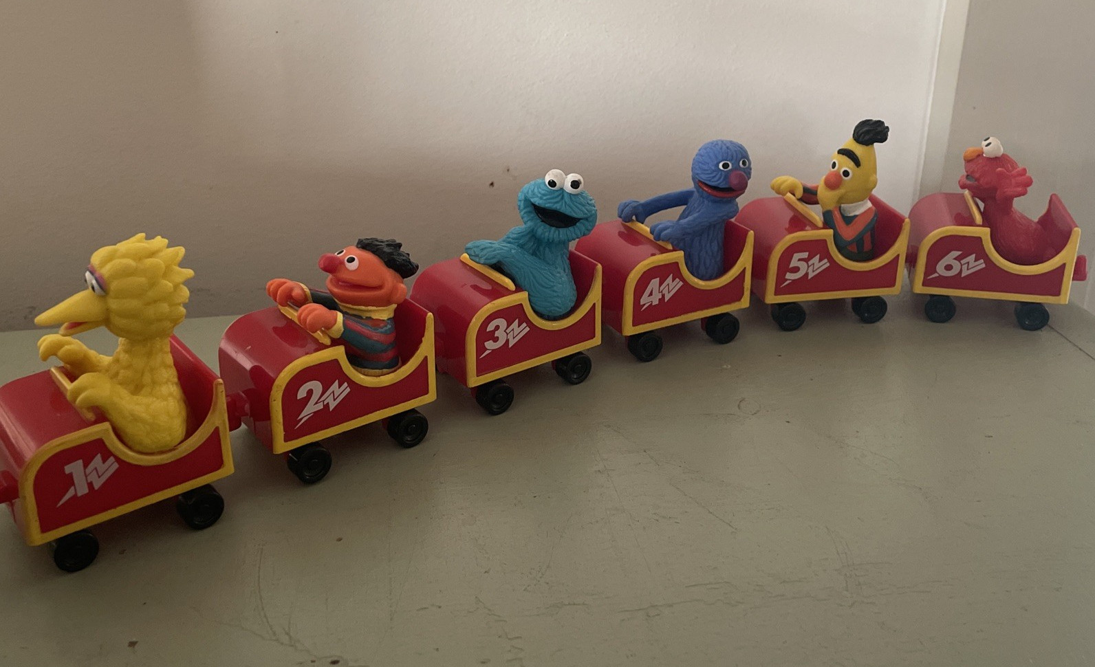 RARE Complete Set All 6 Vtg Sesame Street Roller Coaster Car Toys RARE Complete Set All 6 Vtg Sesame Street Roller Coaster Car Toys