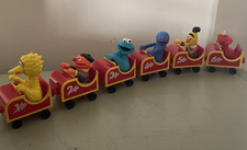 RARE Complete Set All 6 Vtg Sesame Street Roller Coaster Car Toys picture