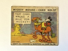 1935 Mickey Mouse Gum Card R89 - TYPE 2 - #27 - RARE - Camel Walks A Mile… picture