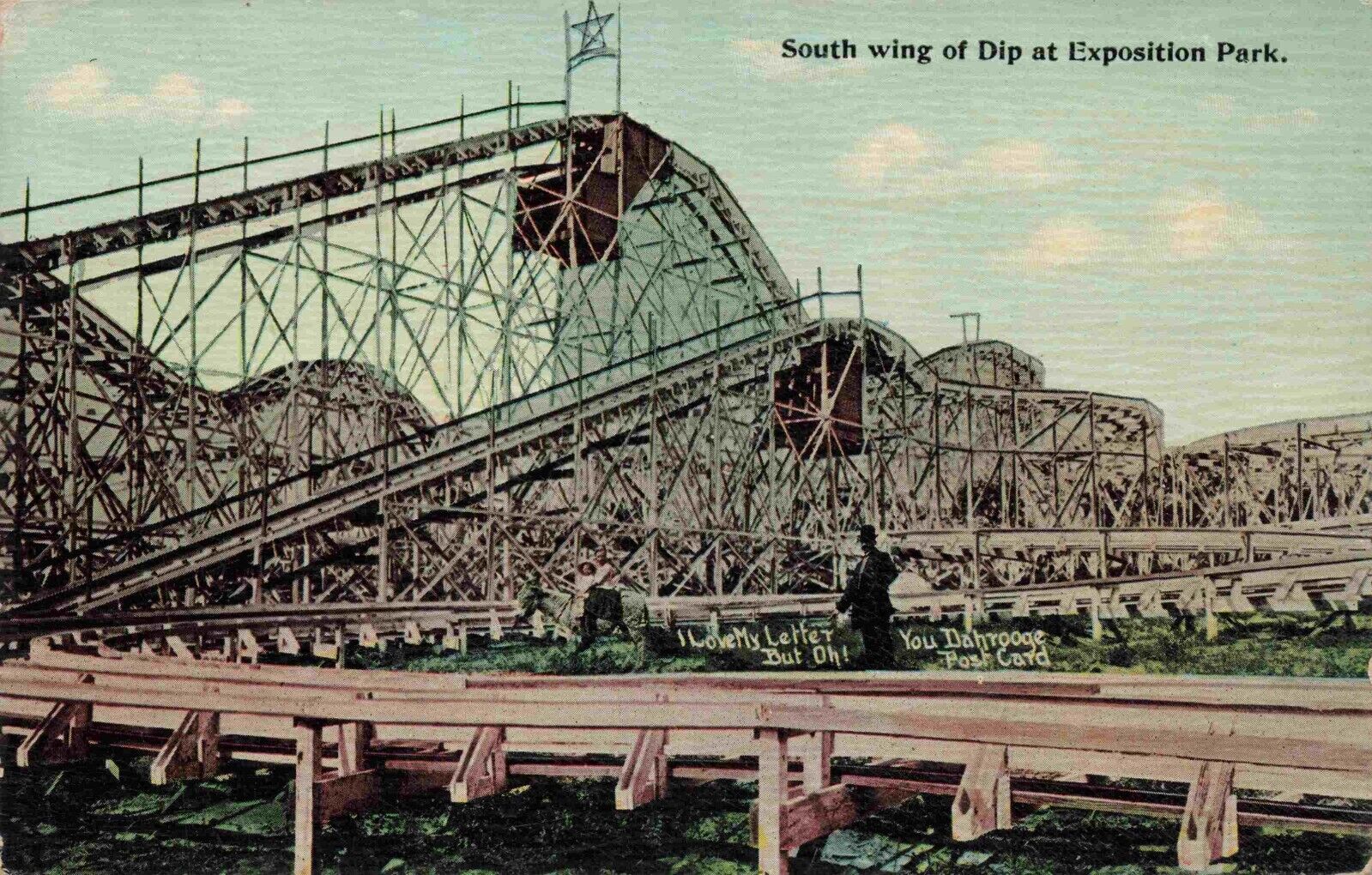 c1910 San Antonio Texas Roller Coaster Exposition Park Dahrooge Vintage Postcard