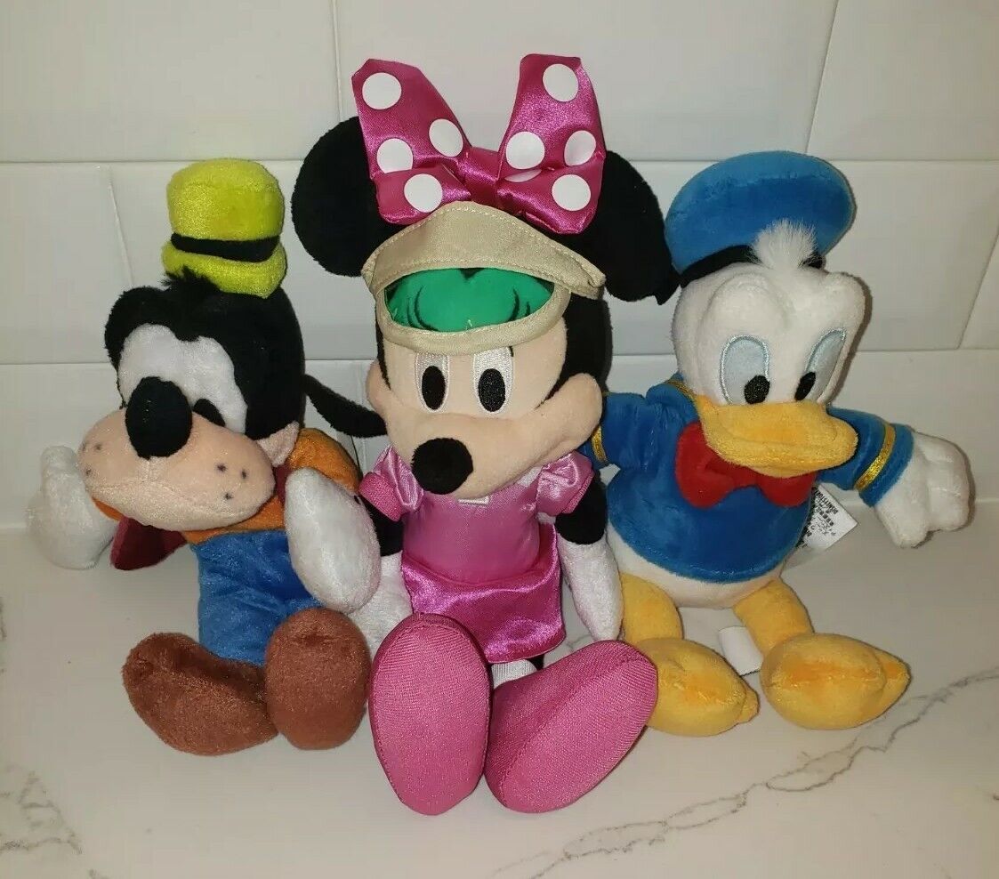 LOT of 3 DISNEY Donald Duck Goofy and Minnie Mouse Plush
