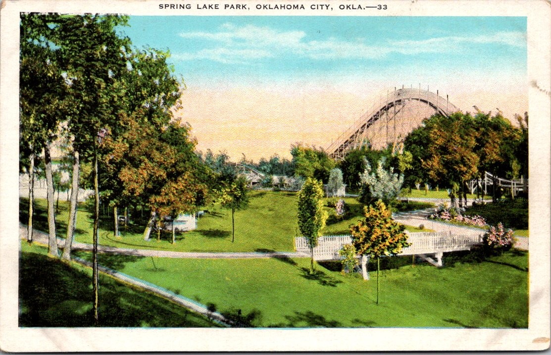 Spring Lake Park Oklahoma City Oklahoma Roller Coaster E C Kropp Postcard Spring Lake Park Oklahoma City Oklahoma Roller Coaster E C Kropp Postcard