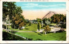 Spring Lake Park Oklahoma City Oklahoma Roller Coaster E C Kropp Postcard picture