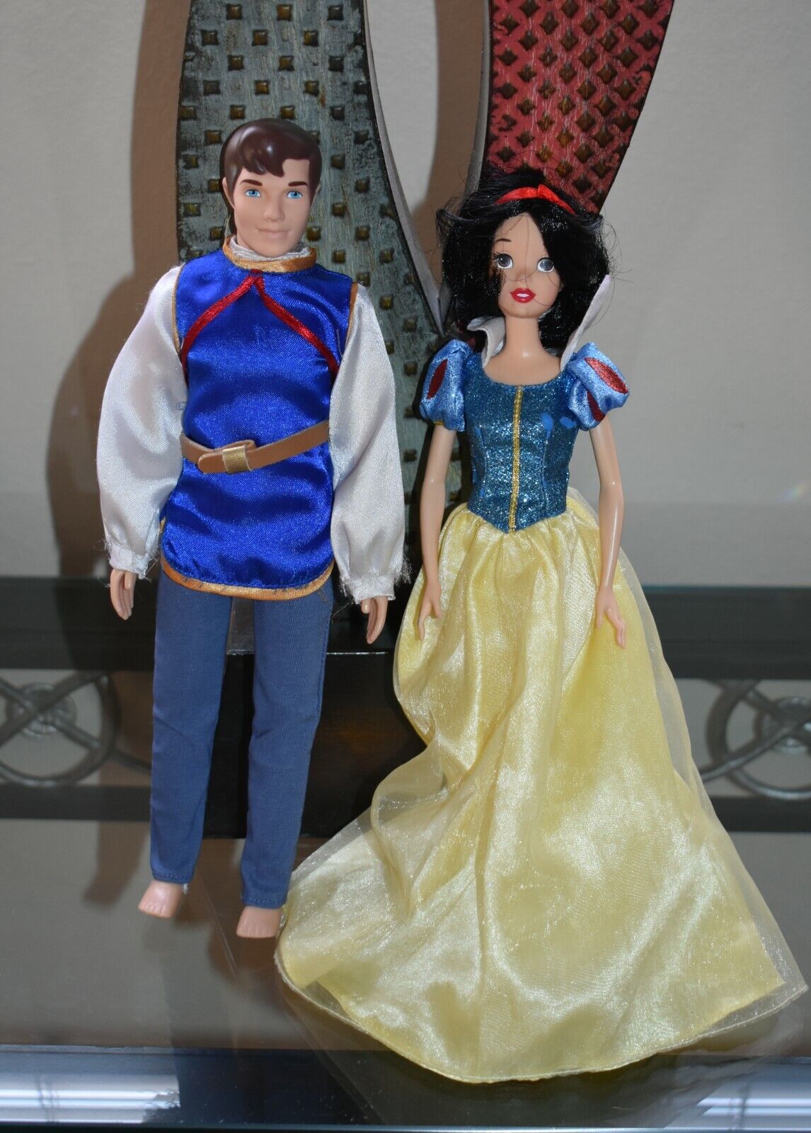 Disney Princess SNOW WHITE & RARE Prince Florian CHARMING Doll Figure Lot Barbie