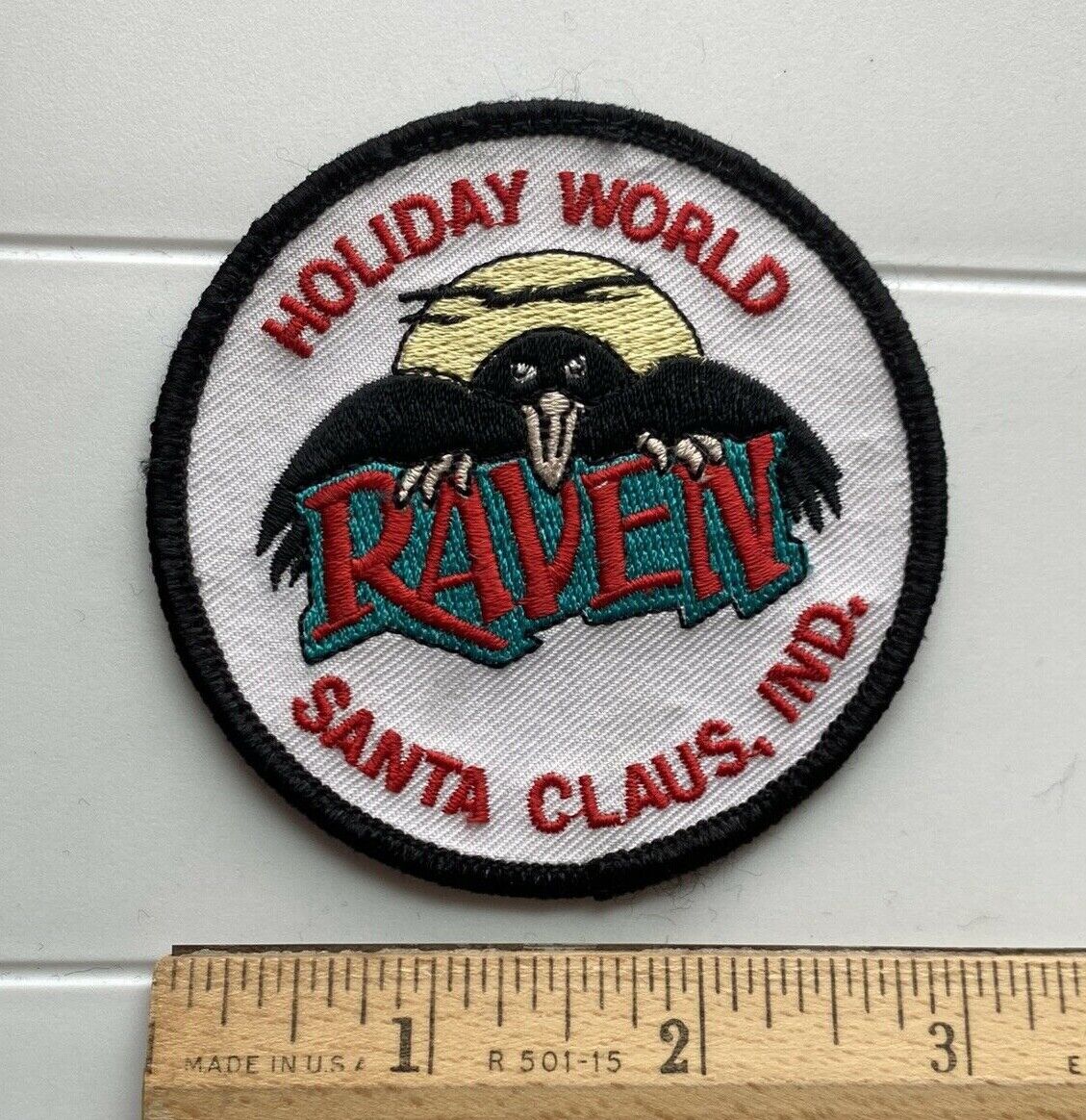 Holiday World The Raven Wooden Roller Coaster Park Ride Souvenir Patch Badge