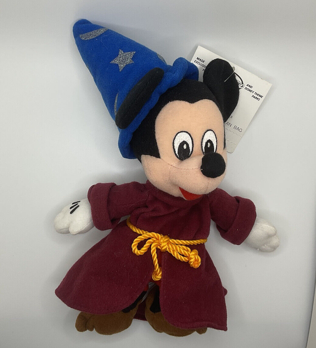 Disney Store Mickey Mouse Sorcerer Mickey 9” Bean Bag Plush w/ Tag