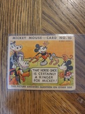 1935 Mickey Mouse R89 Gum Card TYPE 1 - Early Disney #10 Minnie Pluto Clarabelle picture