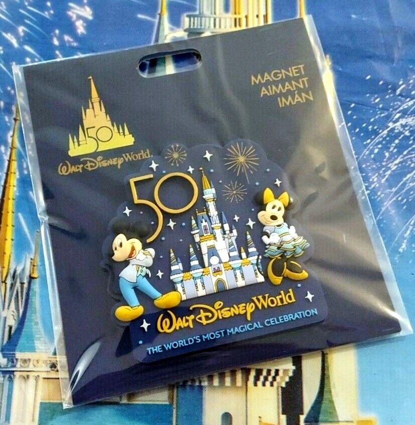 NWT Walt Disney World Park 50th Anniversary Castle Mickey Minnie Mouse Magnet