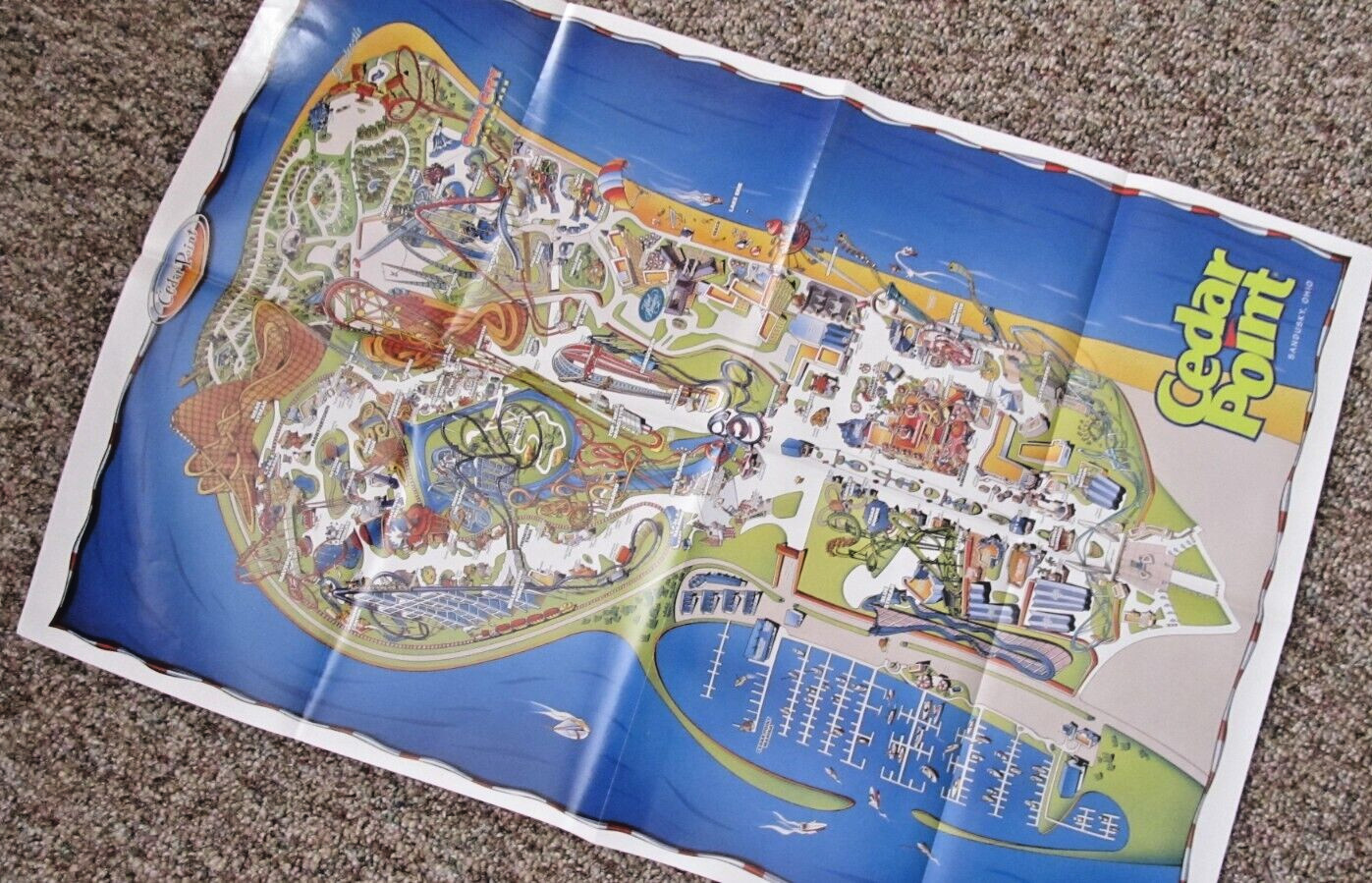 2015 Cedar Point Amusement Park Poster Size Map New was ROUGAROU Roller ...