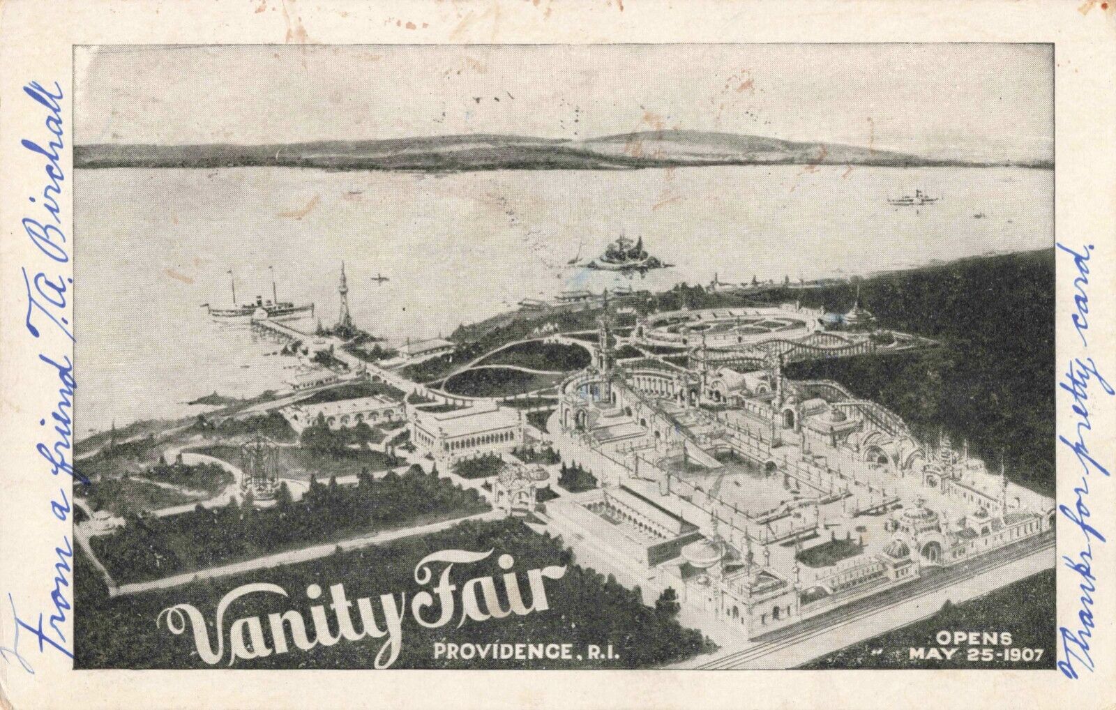 Vanity Fair Providence Rhode Island RI Roller Coaster Amusement Park 1907 PC