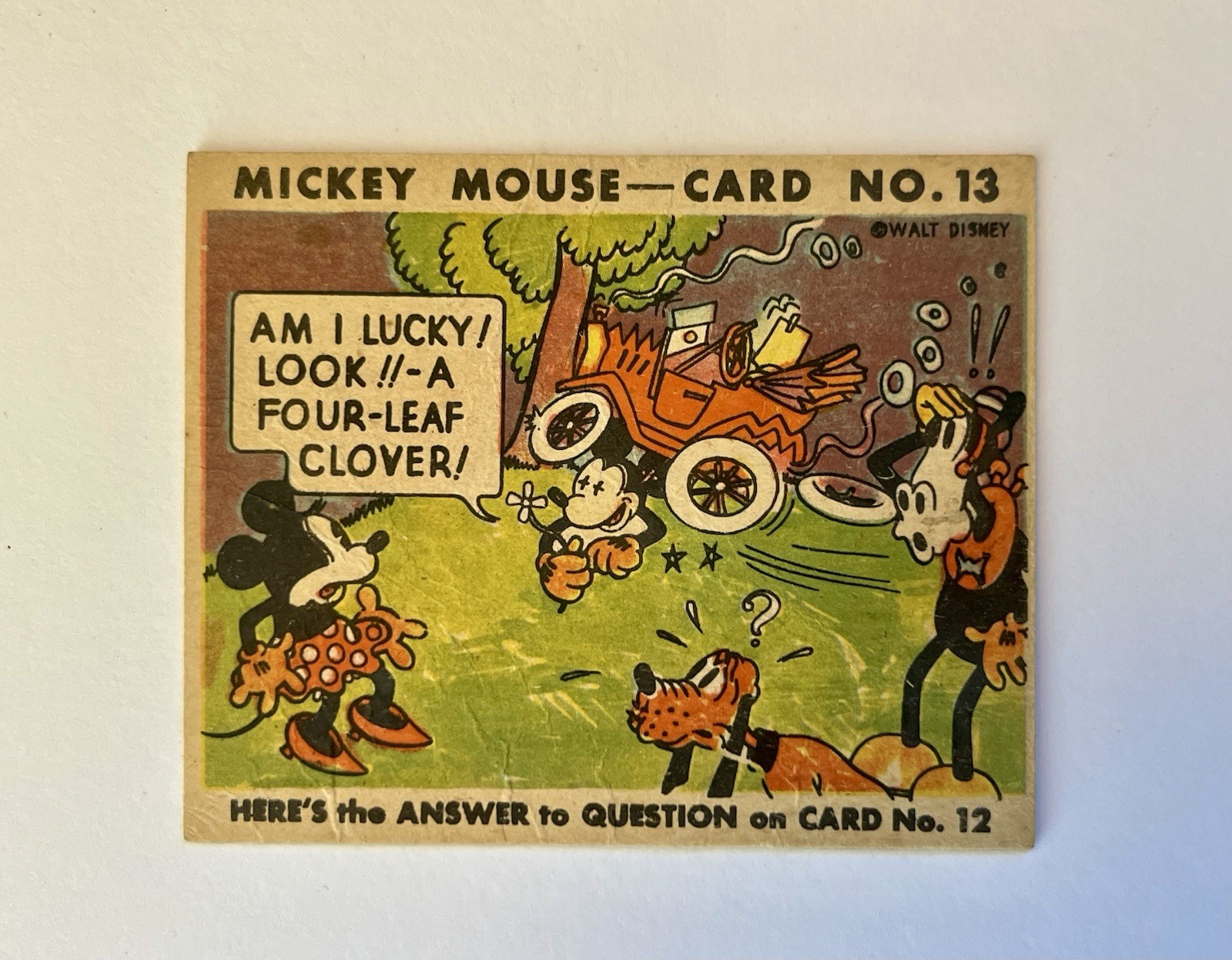 1935 Mickey Mouse Gum Card R89 - TYPE 2 - #13 ULTRA RARE OPC O-PEE-CHEE - Lucky 1935 Mickey Mouse Gum Card R89 - TYPE 2 - #13 ULTRA RARE OPC O-PEE-CHEE - Lucky