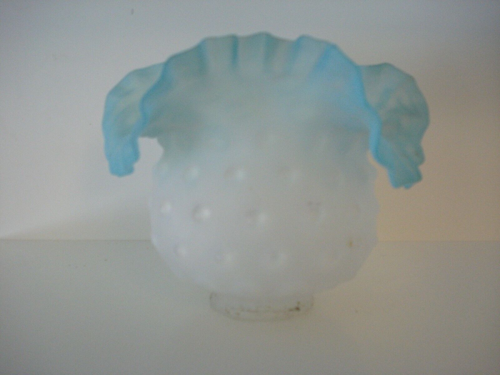 Hobnail Roller coaster Shade in Satin Glass with Soft Blue Edge