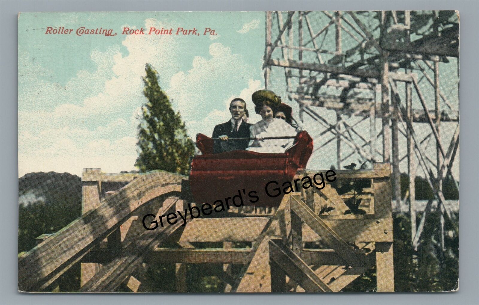 Roller Coaster Coasting Rock Point Park ELLWOOD CITY PA Lawrence County Postcard