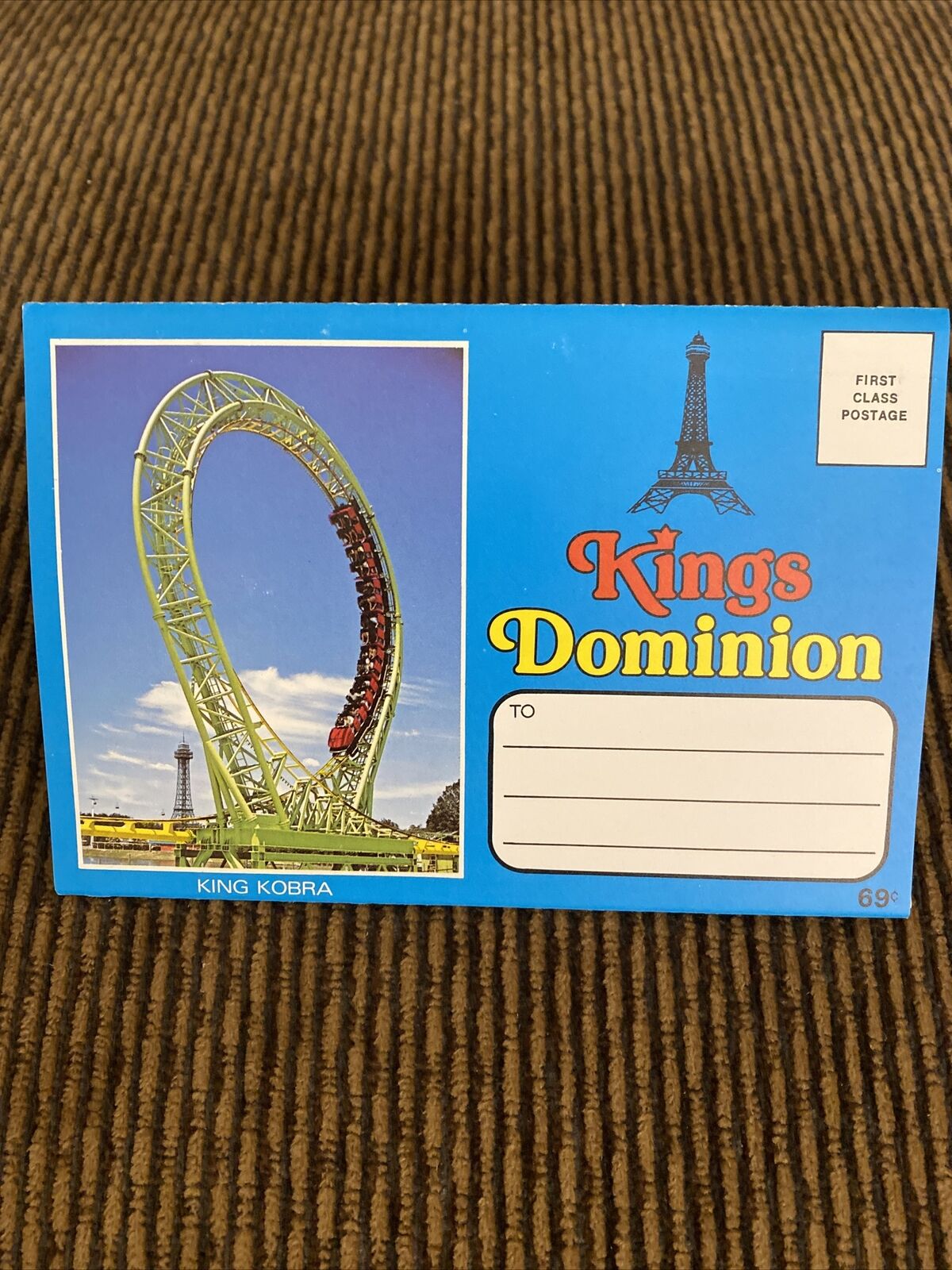 c1978 Kings Dominion VA Amusement Park Roller Coaster Souvenir Folder Postcard