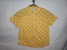 Disney Parks Space Mountain All Over Yellow Button Shirt Men's Large Cotton picture