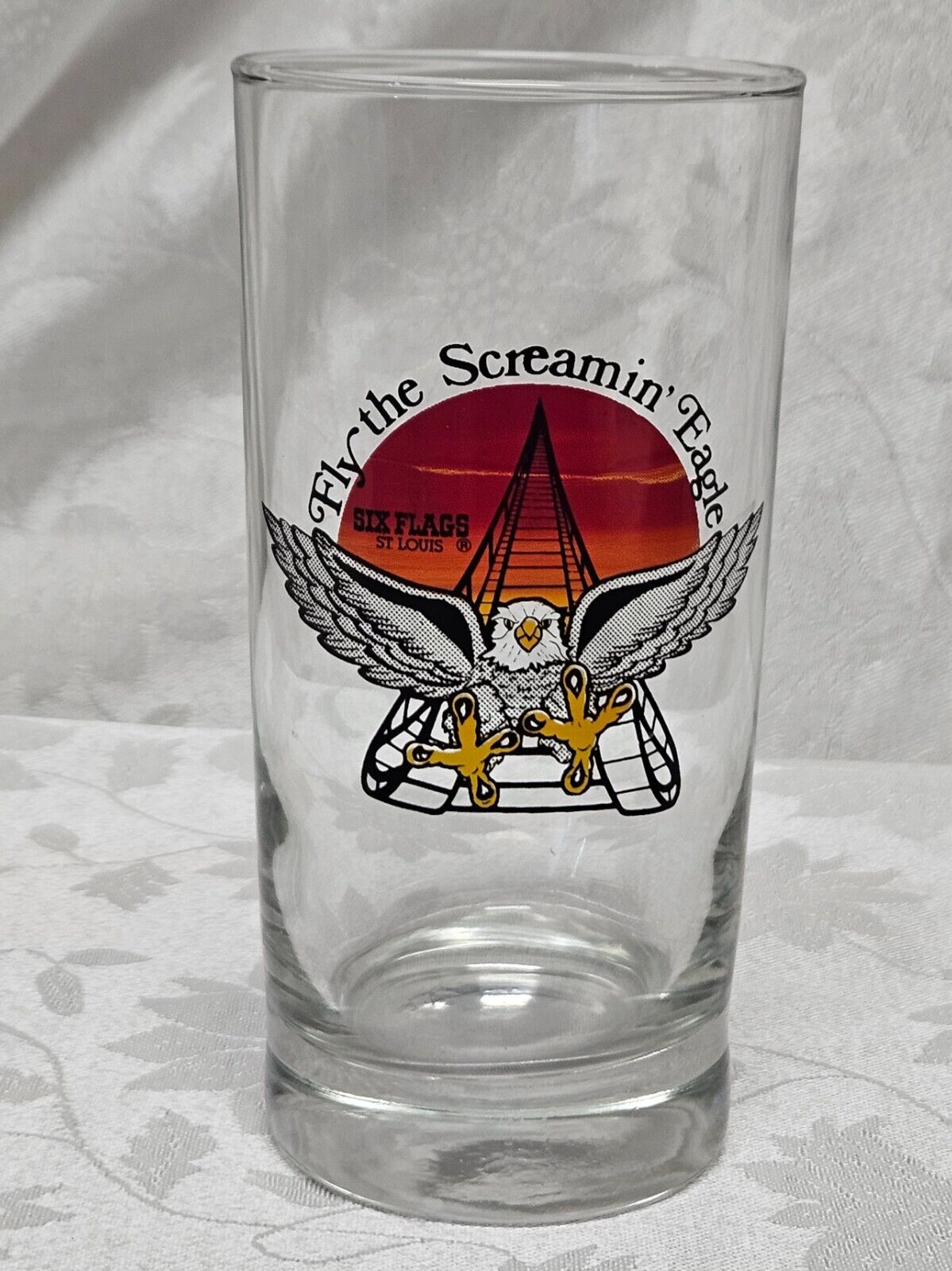 Six Flags St Louis MO Screaming Eagle Roller Coaster Highball Glass