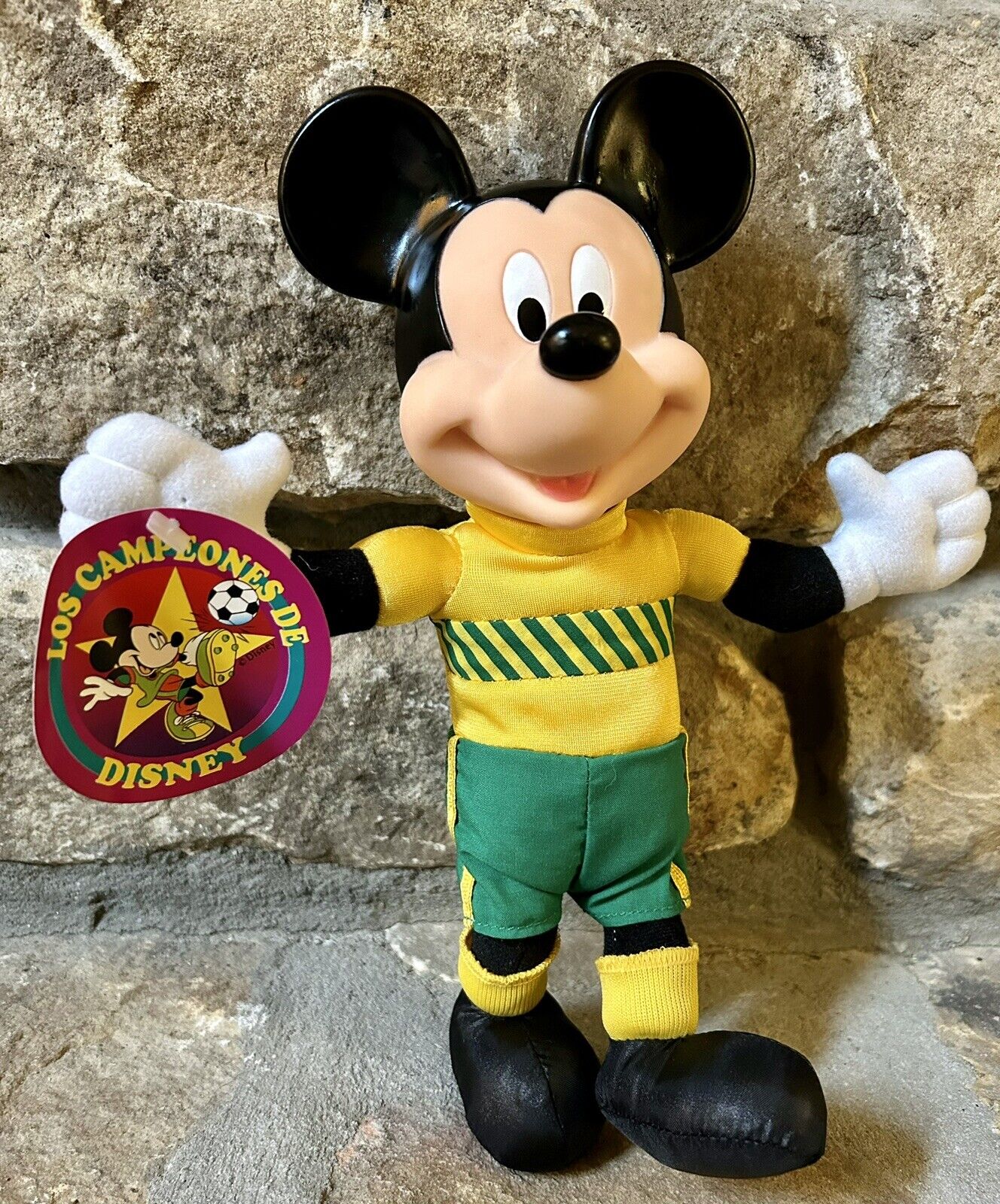 Vintage Mickey Mouse Plush, Soccer Mickey, 1995, Soccer Plush Dolls, Disneyana