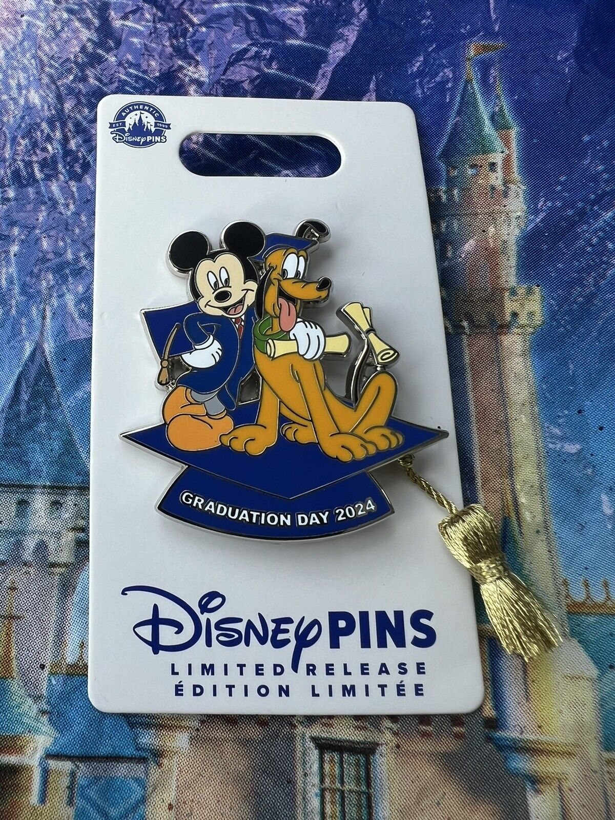Disney Parks Mickey Mouse & Pluto Graduation Day 2024 Pin Limited Release