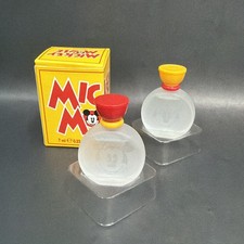 Vintage Disney Mickey Minnie Mouse Mini Perfume Bottles 7ml Frosted Glass Set picture