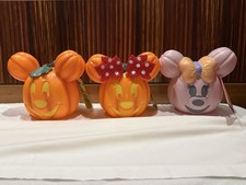 Lot Of 3 Disney 2026 Mini Mickey Minnie Mouse Musical Light Up Pumpkin Blow Mold picture