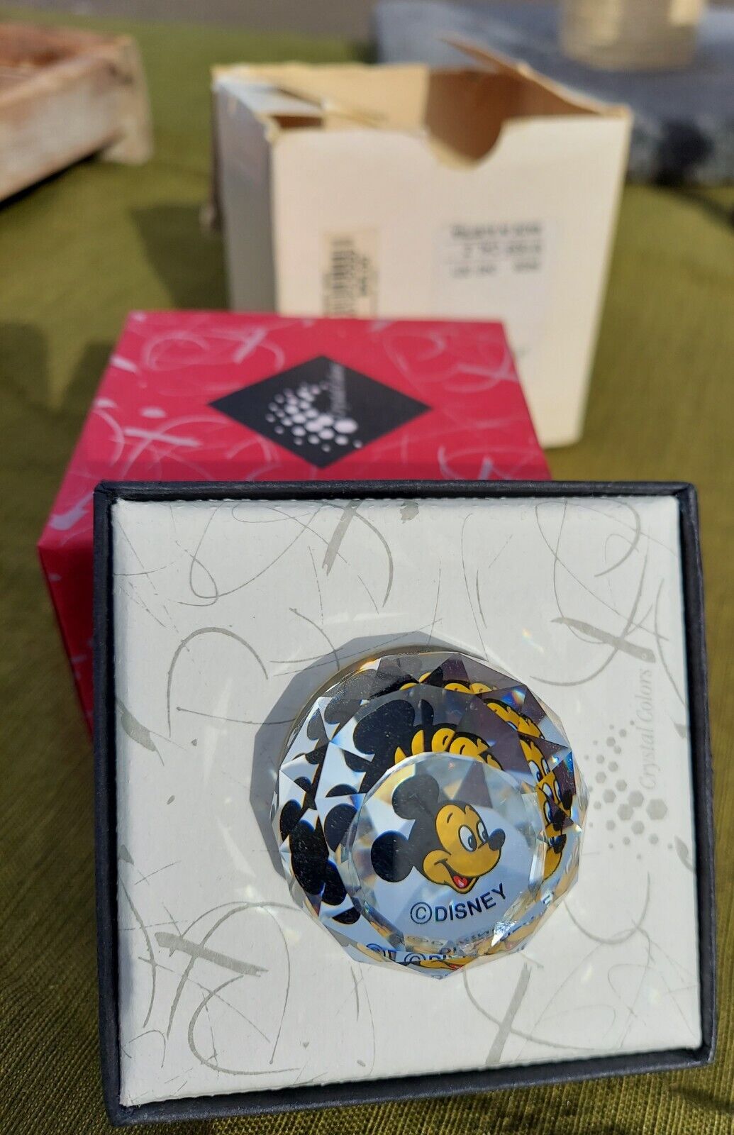 Swarovski Mini Crystal Prism Ball Mickey Mouse Walt Disney Productions w Box