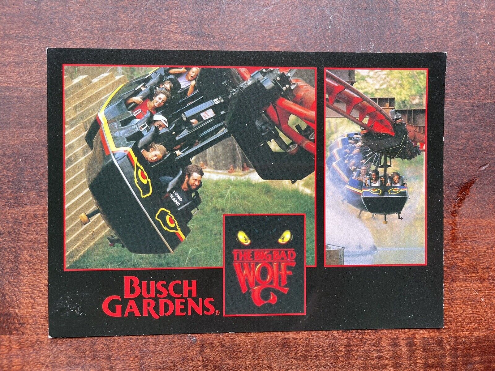 Vintage-rare Big Bad Wolf Busch Gardens roller coaster postcard 
