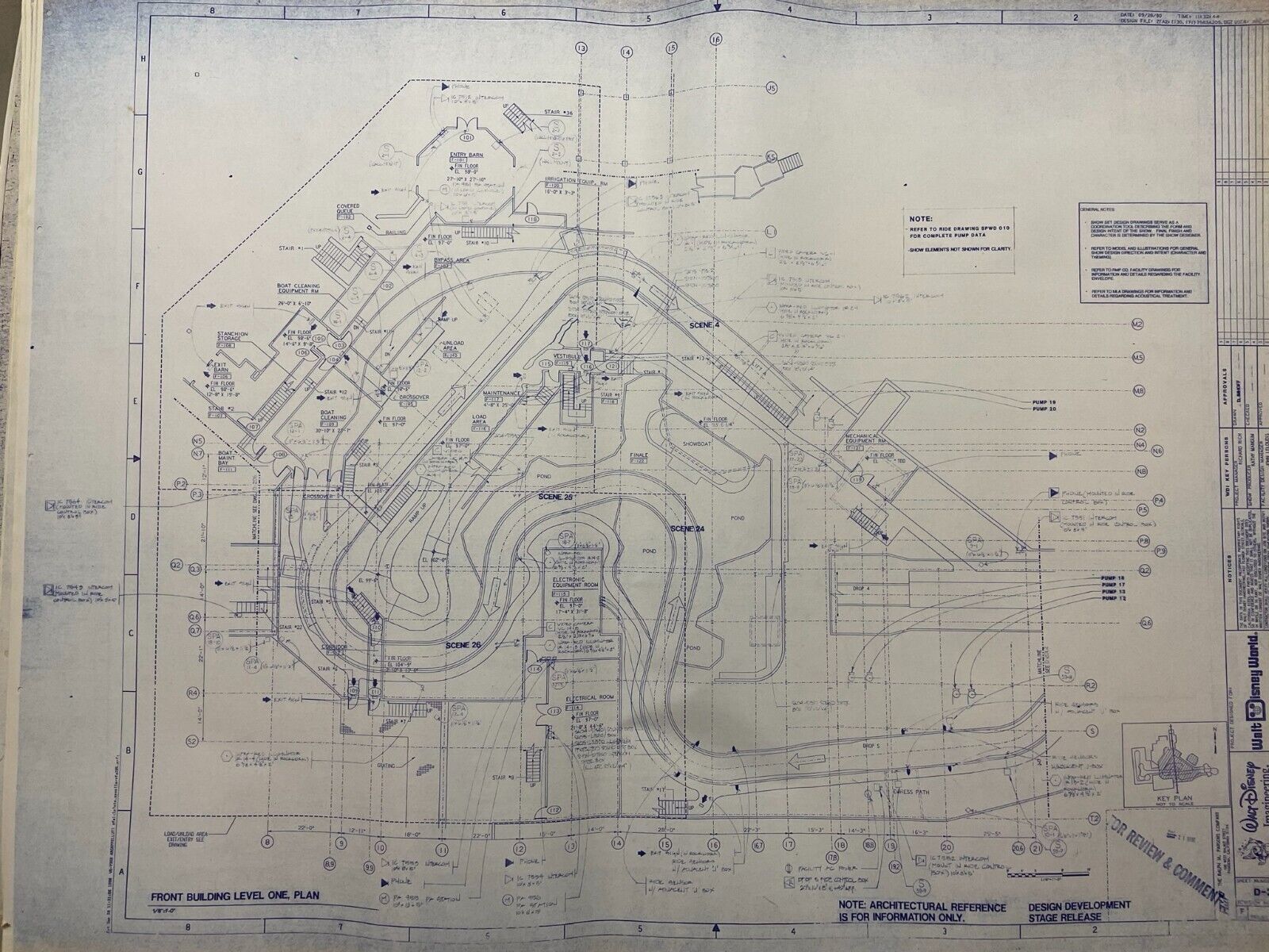 Original Blueprints Disney World Splash Mountain Front Bldg Level 1 Plan