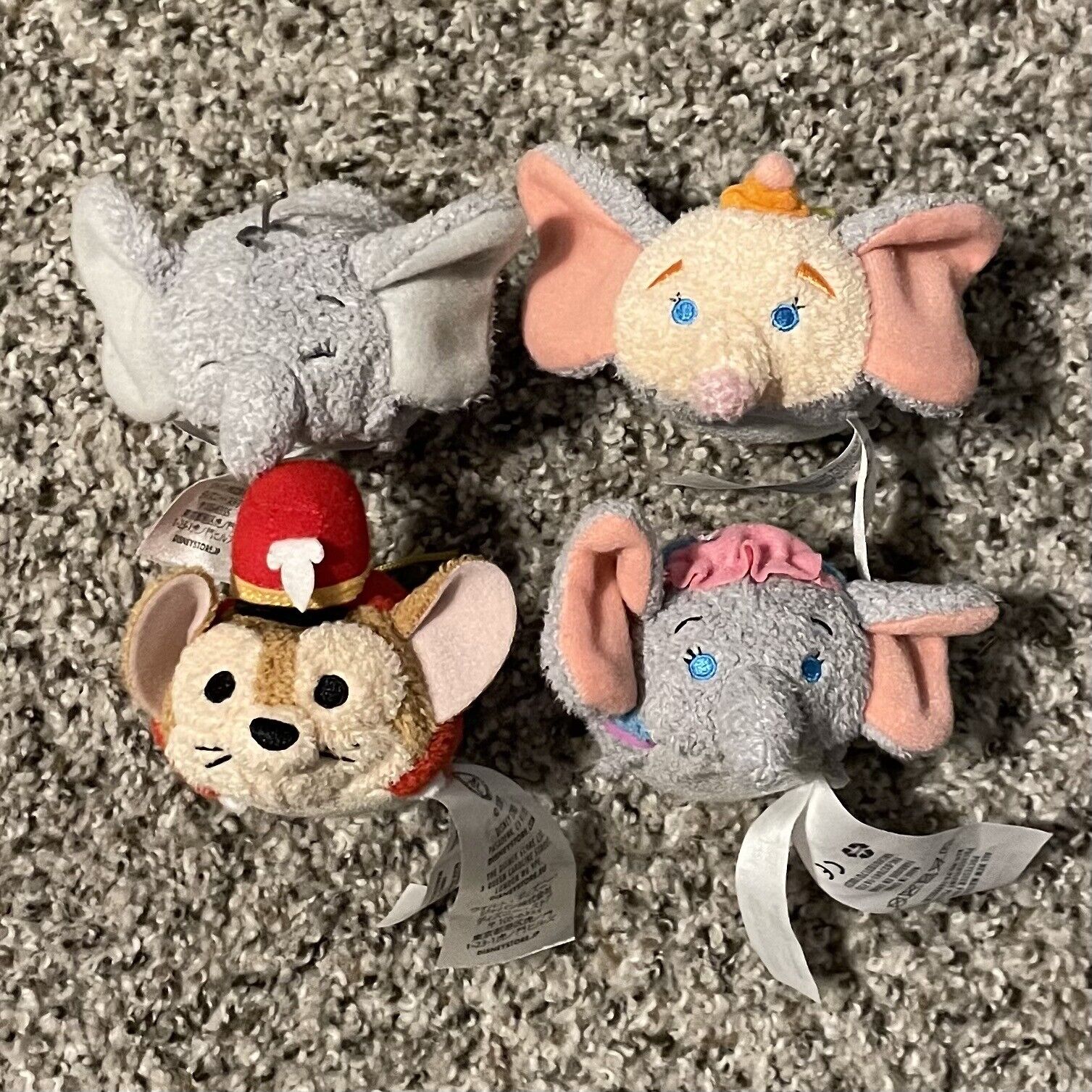Lot Of 4 Disney Dumbo Tsum Tsum 3.5” Mini Plush Timothy Mouse Elephant Mice EUC