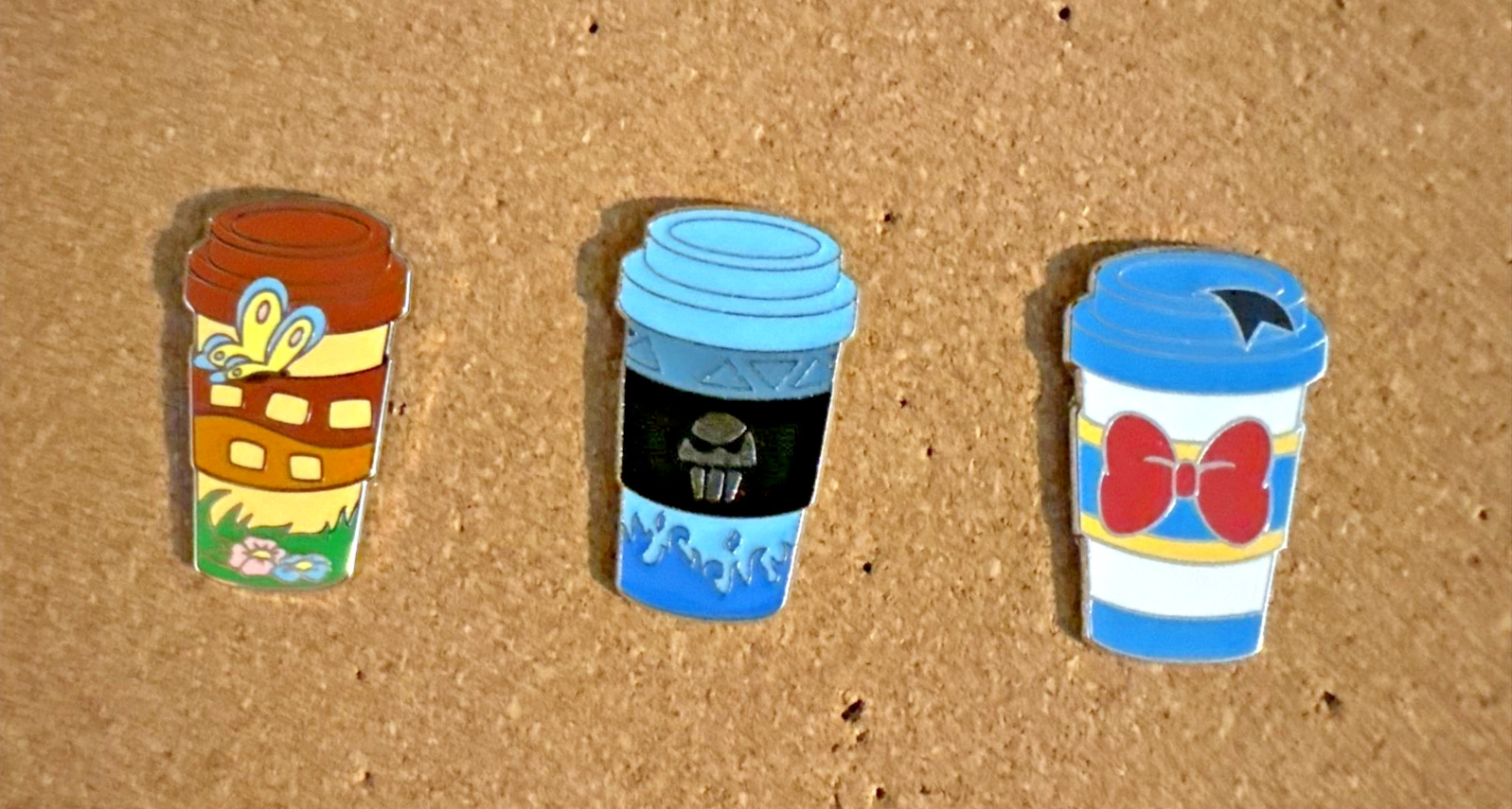 Disney Coffee Cup Pin lot of 3 - Bambi-Hades-Donald Duck