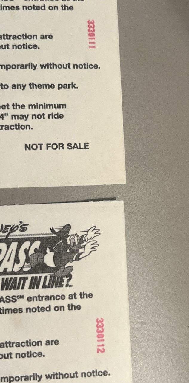 2 RARE OLD NUMBER VERSION Space Mountain Fastpass 12/1/00 Disney World Fast Pass 2 RARE OLD NUMBER VERSION Space Mountain Fastpass 12/1/00 Disney World Fast Pass