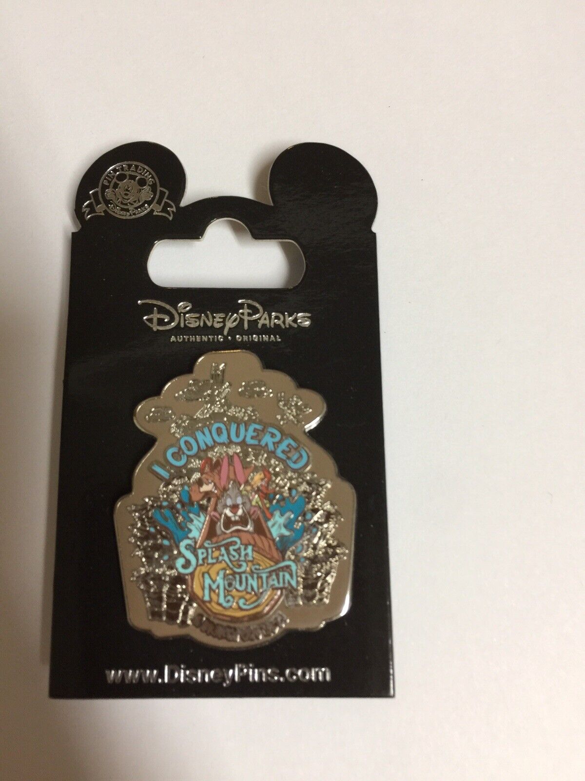 Disney * I Conquered Splash Mountain * New On Card Attraction Trading Pin