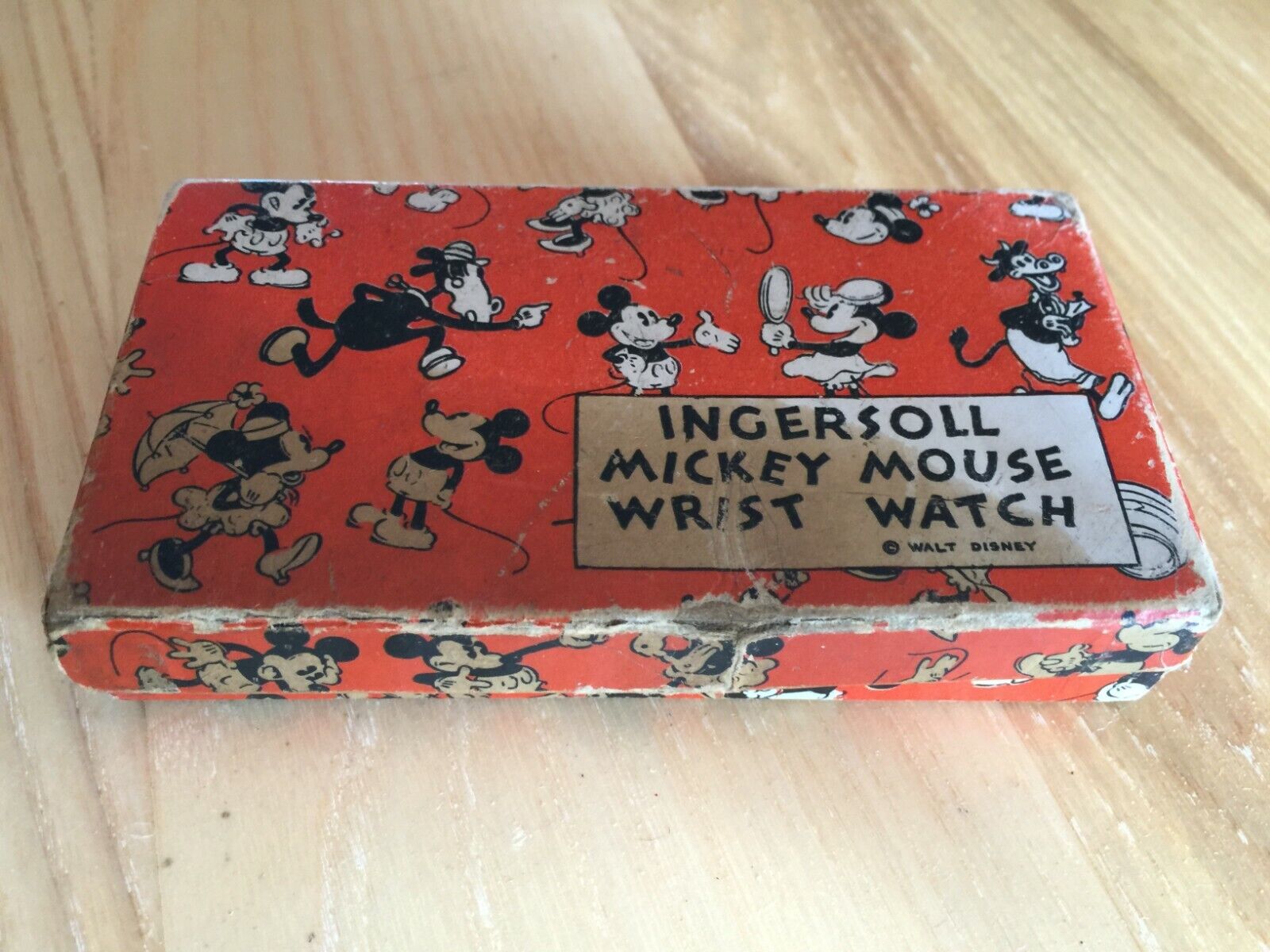 Vintage Ingersoll Mickey Mouse Wrist Watch BOX ONLY Pie Eyed Clarabelle Minnie 