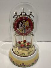 Disney Princess Spinning Rose Pendulum Clock With Glass Dome - Working picture