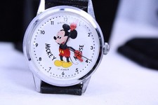 Vintage Disneylsnd Mickey Mouse 17 Jewels Swiss Made 70s Manual Wind Up Watch picture
