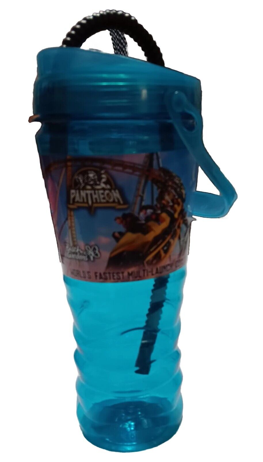 Pantheon Roller Coaster Plastic 24 oz Cup With Straw & Lid From Busch Gardens