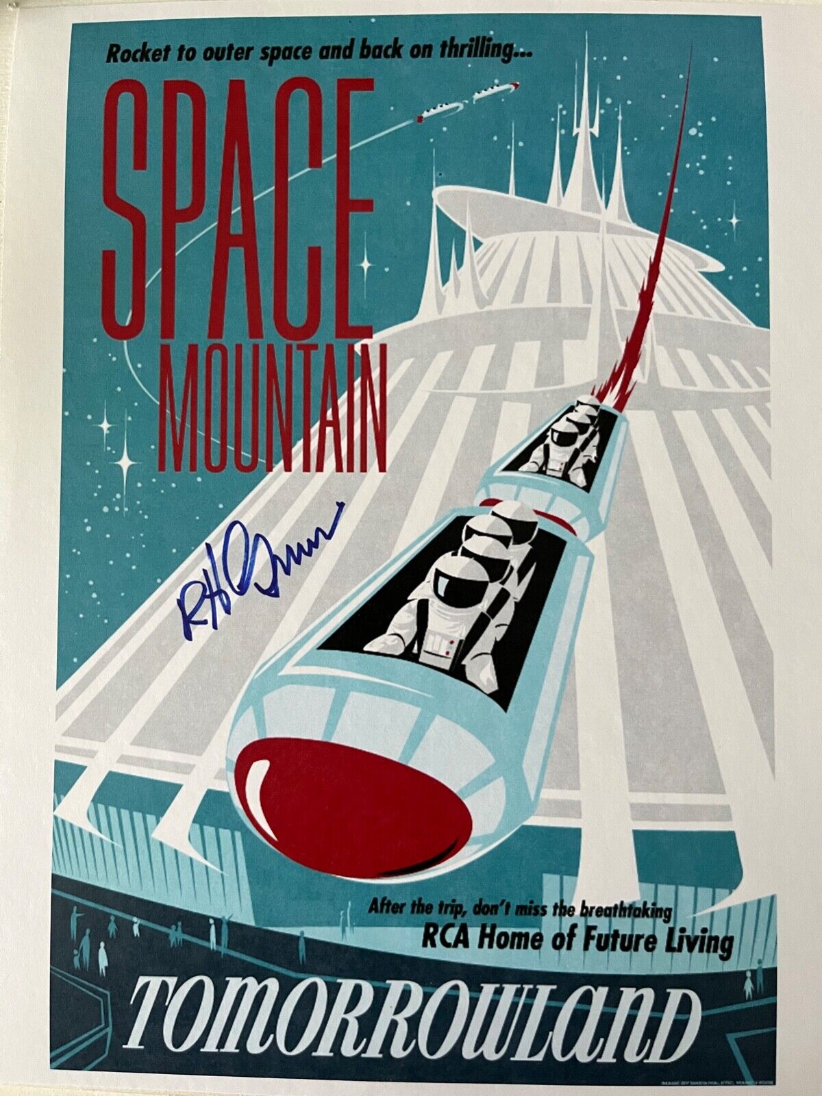 Disneyland Space Mountain Print, signed by designer & Legend Bob Gurr
