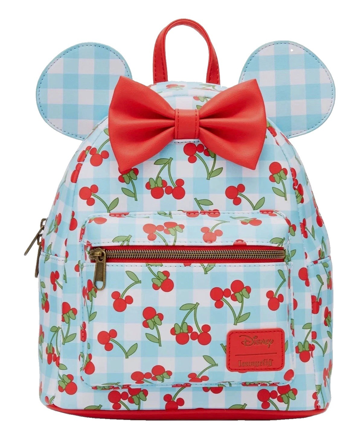 BRAND NEW Loungefly Disney Minnie Mouse Cherry Print Gingham Mini Backpack BRAND NEW Loungefly Disney Minnie Mouse Cherry Print Gingham Mini Backpack