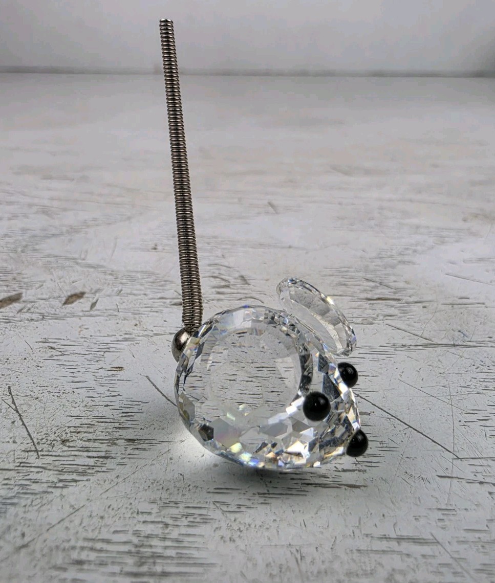 Swarovski Crystal Mini Mouse Figurine Silver Spring Tail Vintage Retired 7655 Swarovski Crystal Mini Mouse Figurine Silver Spring Tail Vintage Retired 7655