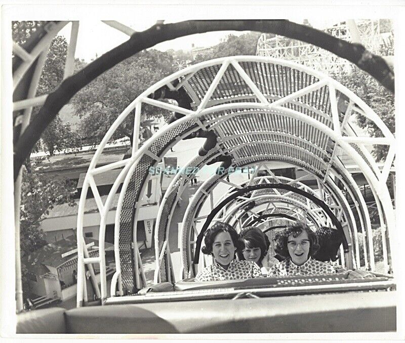 Chicago Riverview Park Photo Silver Flash Roller Coaster Riders 8x10