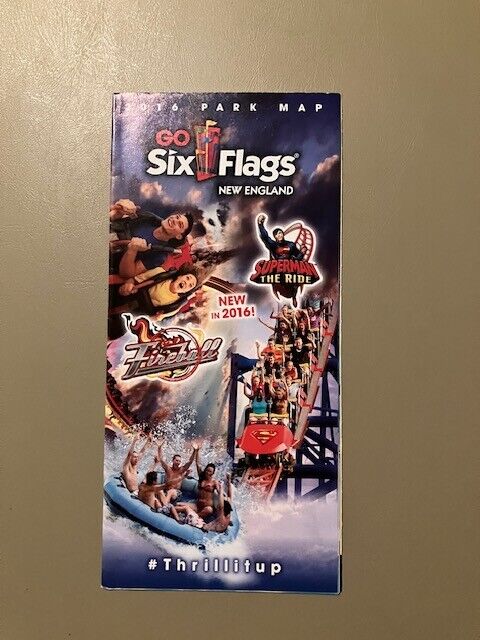 2014 Six Flags New England amusement park map brochure guide roller coaster