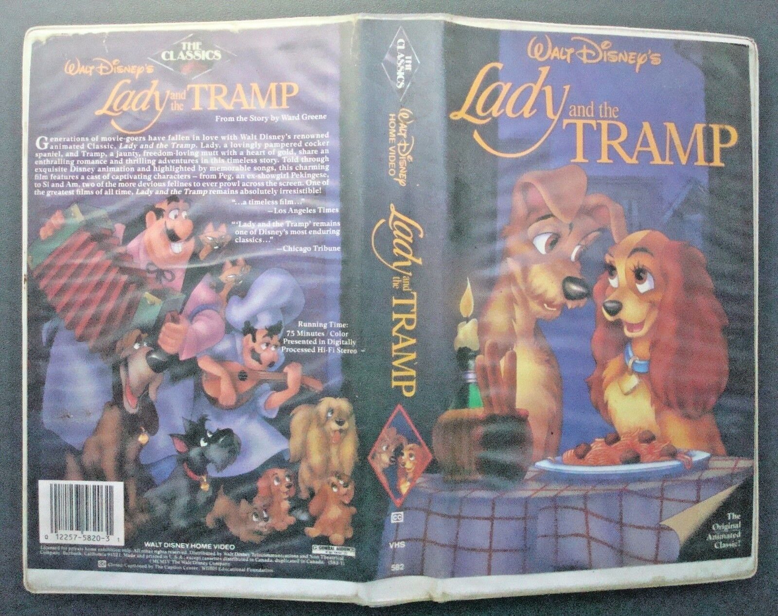 VHS tape black diamond classic LADY AND THE TRAMP model 582