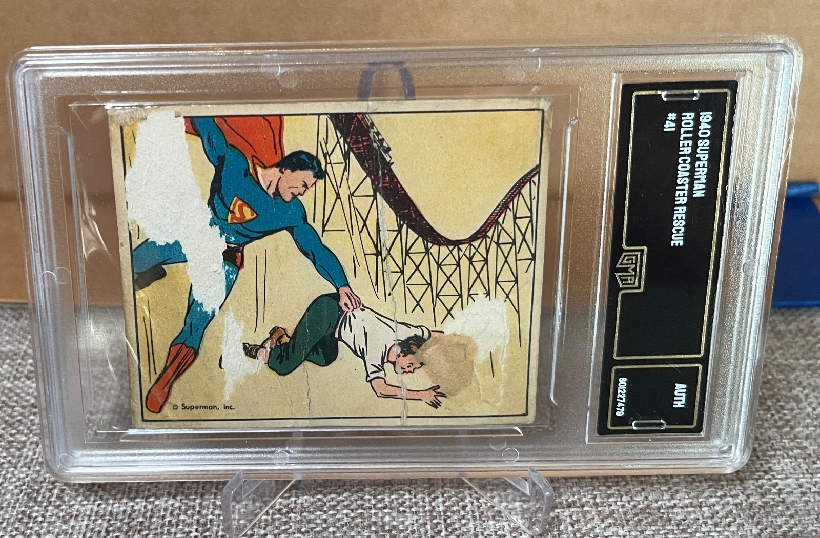 1940 Superman Gum - #41 Roller Coaster Rescue - Rookie RC - GMA Authentic 1940 Superman Gum - #41 Roller Coaster Rescue - Rookie RC - GMA Authentic