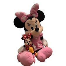 2 Plush Minnie Mouse Dolls, Red Mini Bean Bag 9 1/2'', Pink With Bow Jumbo 25” picture
