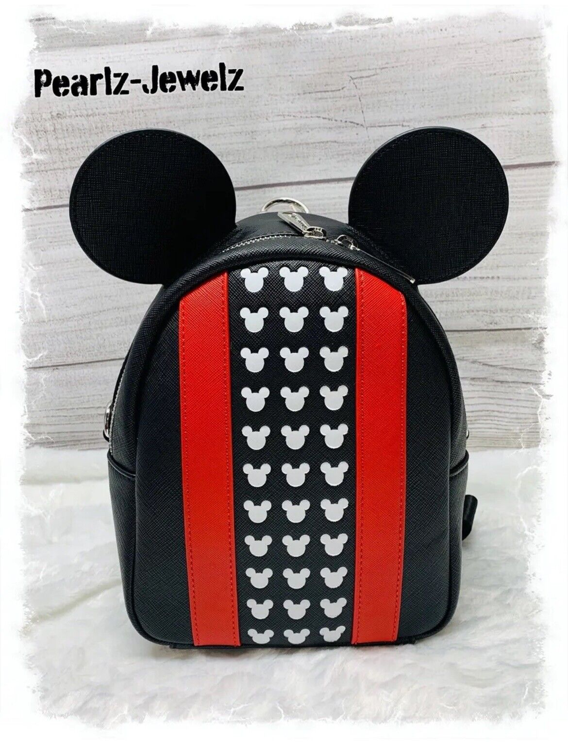 Loungefly Mickey Mouse Icon Ears Black/Red Convertible Mini Backpack- New w/Tags