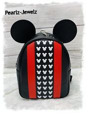 Loungefly Mickey Mouse Icon Ears Black/Red Convertible Mini Backpack- New w/Tags picture
