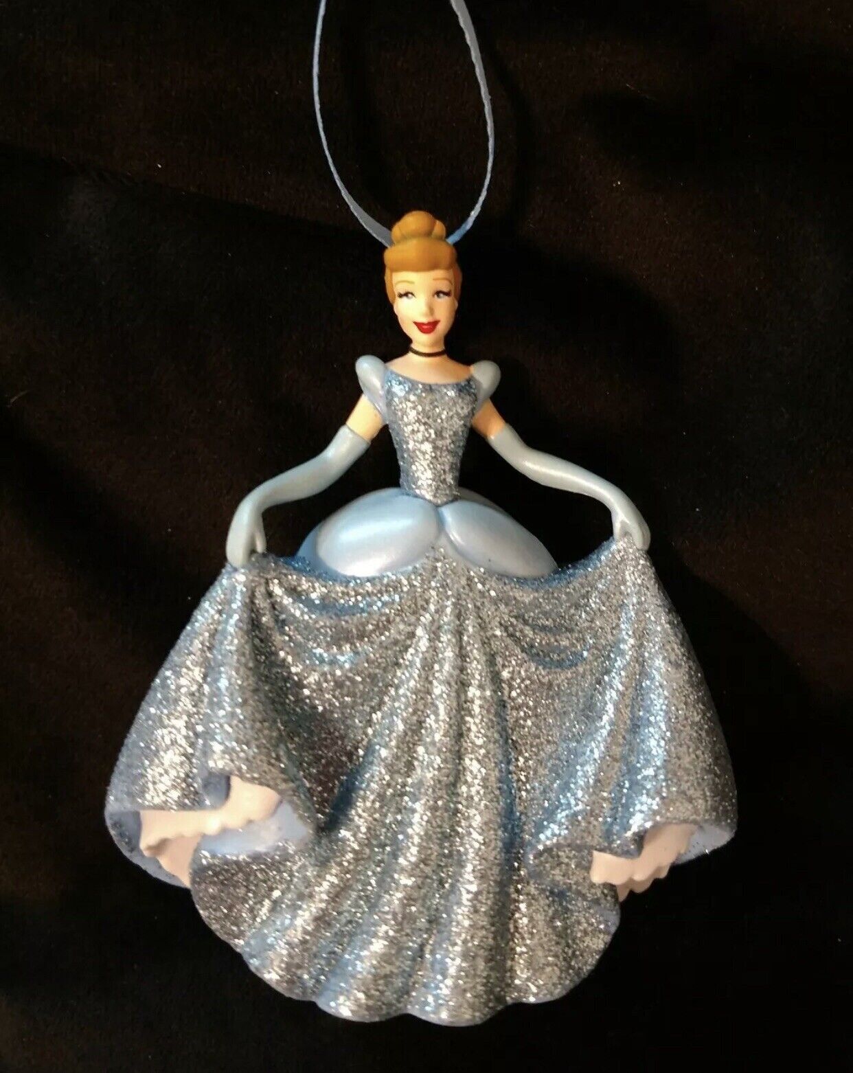 Disney Princess Cinderella Christmas Ornament glittering Blue Gown Classic