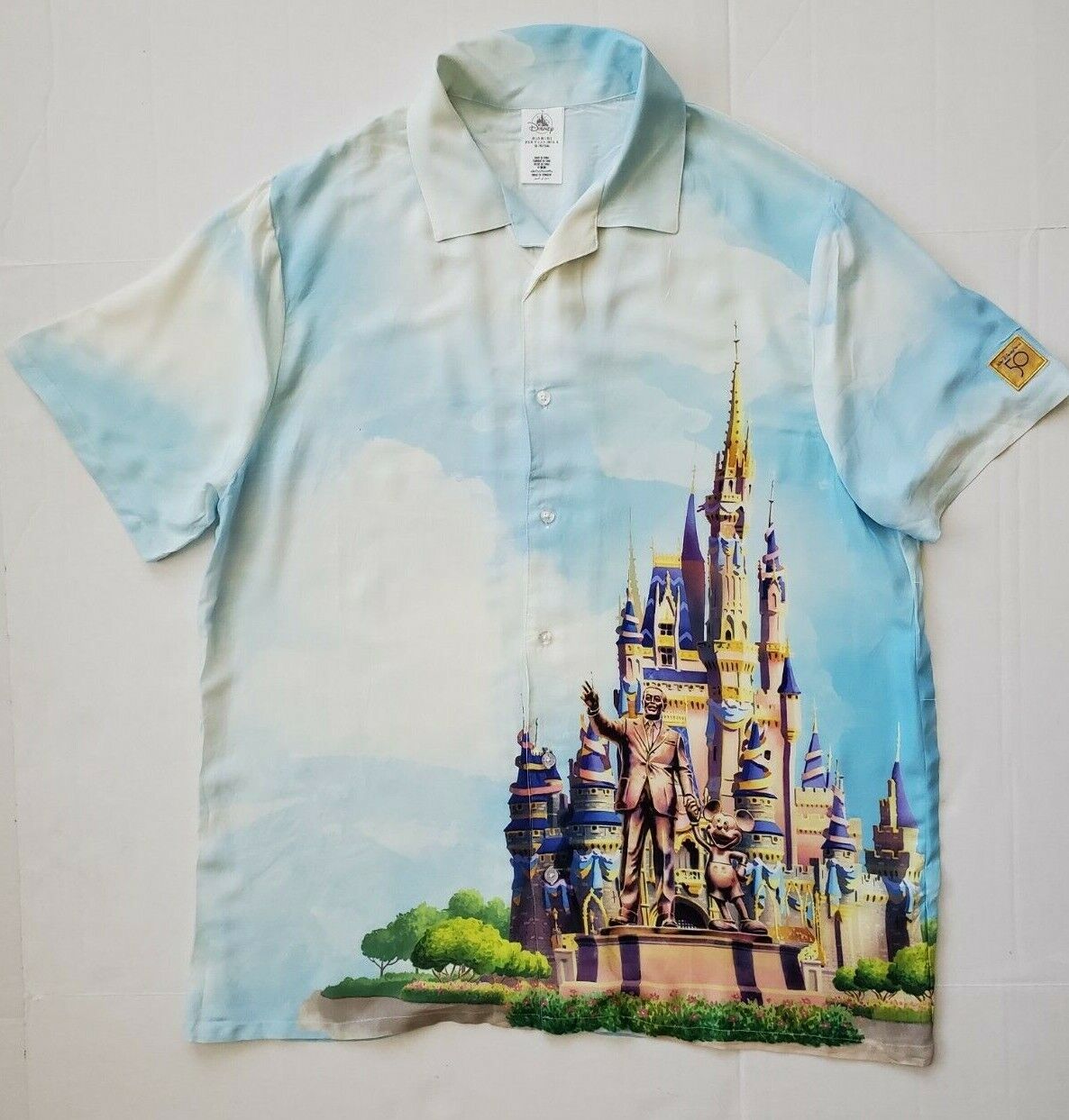 Walt Disney World Partners Statue Walt & Mickey Castle Cloud Casual Shirt Men XL